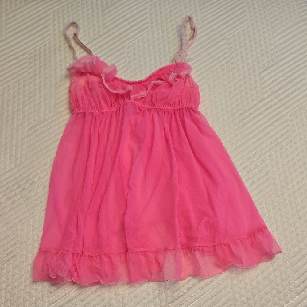 Dolls Kill Pink Sheer Babydoll Dress